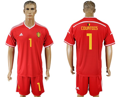 Belgium #1 Courtois Red Home Soccer Country Jersey - Click Image to Close